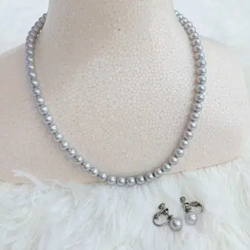 블랙 펄 목걸이 귀걸이 2종 세트
