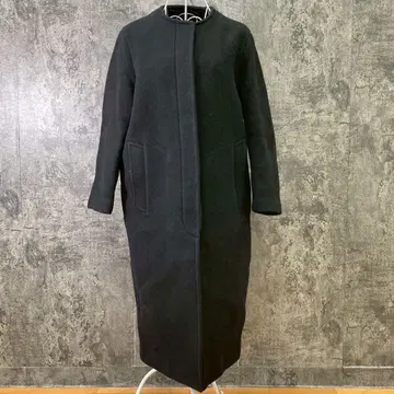 저널 스탠다드 노카라 롱 코트 울 네이비(38)