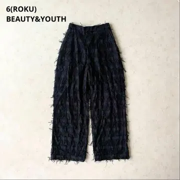 새상품급 24SS 6(ROKU) 블록 메쉬 프린지 팬츠 블랙 S
