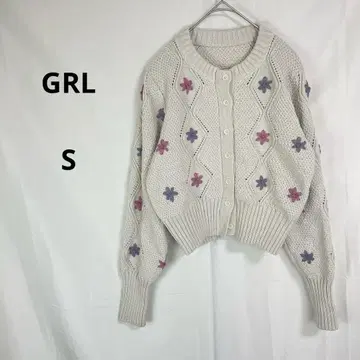 GRL 그레일 꽃무늬 자수 니트 가디건 아이보리 [ S ] 겉옷 페미닌