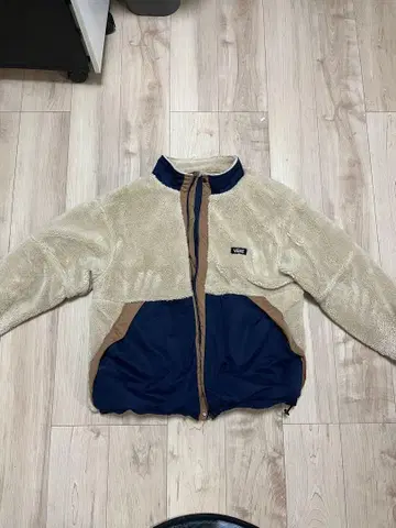 VANS 플리스 자켓 L 베이지 네이비