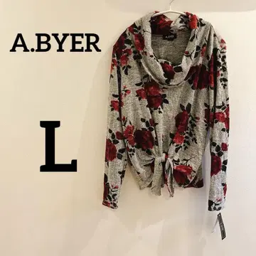 택 포함 A.BYER [ L ] 꽃무늬 카슈쿨 긴팔 상의 앞 여밈 그레이