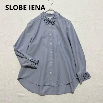 새상품급 SLOBE IENA 스 이에나 실크 혼방 자수 레이스 칼라 셔츠