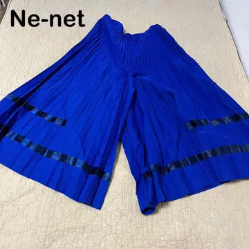 Ne-net 파랑 플리츠 와이드 팬츠