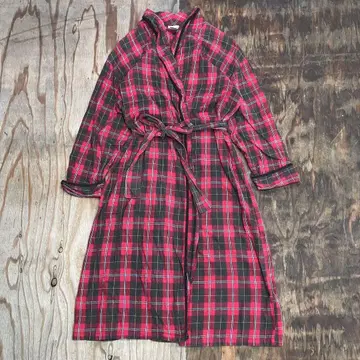 90s 타탄 체크 코튼 가운 코트 그런지 VINTAGE