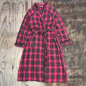 90s 타탄 체크 코튼 가운 코트 그런지 VINTAGE