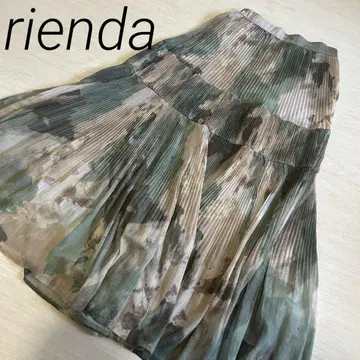 rienda MIX 개더 플리츠 스커트 S 사이즈 그린 가을