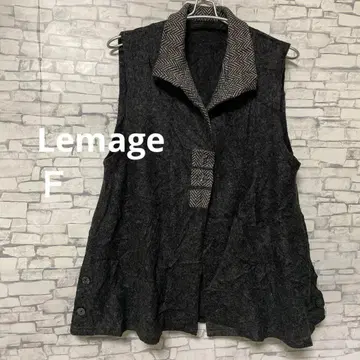 Lemage 울 혼방 카라 부착 베스트 그레이 F