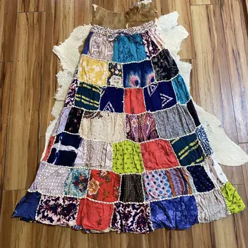 패치워크 플레어 스커트 민족