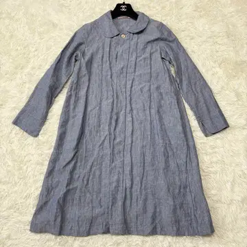 45rpm 우미큐제로하치 데님 셔츠 원피스 둥근 카라 세탁 가능