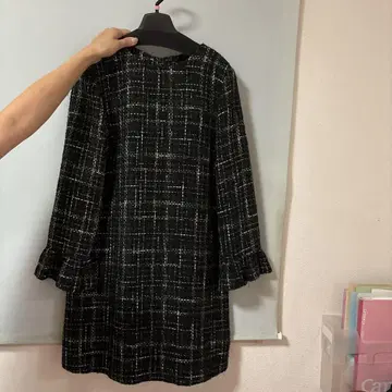 ZARA 체크 무늬 플레어 슬리브 원피스