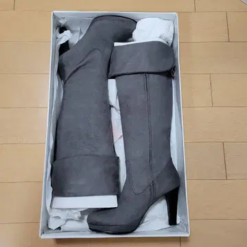 L&Beautiful 스웨이드 롱 부츠 차콜 그레이 24.0cm