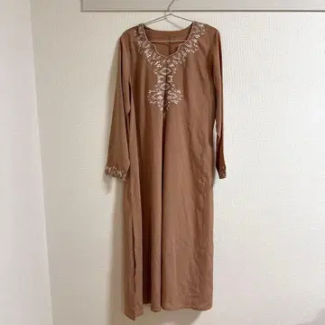 spell 빈티지 구제 의류 페이즐리 자수 원피스 핑크 베이지