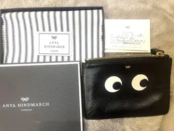 ANNA HINDMARCH 블랙 가죽 파우치
