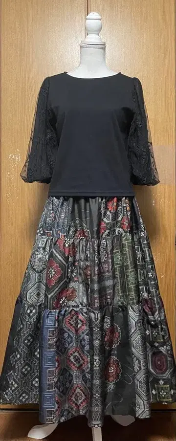 기모노 리메이크 무라야마 오지마 패치워크 캉캉 스커트 프리 사이즈