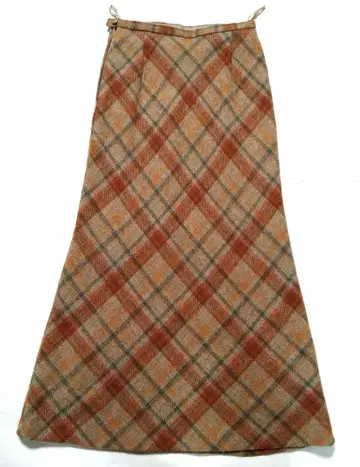 체크 무늬 울 플레어 스커트 카네코 이사오