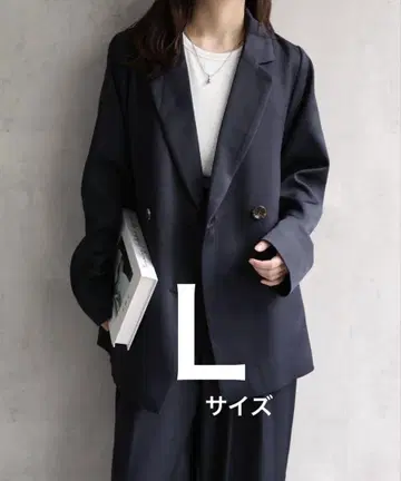 [ 미사용 ] 네이비 더블 버튼 오버 사이즈 자켓