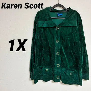 Karen Scott 다크 그린 자켓 [ 1X ] 벨로아 빅 사이즈