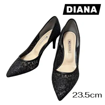 [새상품급] DIANA 다이애나 펌프스 블랙 레이스 라메 23.5cm
