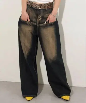 블랙 와이드 레그 데님