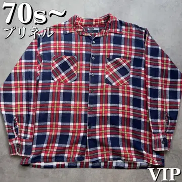 좋은 배색 70s VIP 프리넬 체크 셔츠 플란넬 셔츠 빈티지