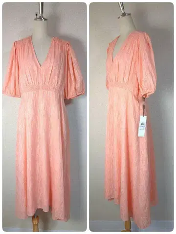 [ 미사용 택 포함 ] 캘빈클라인 원피스 V넥 플레어 금실