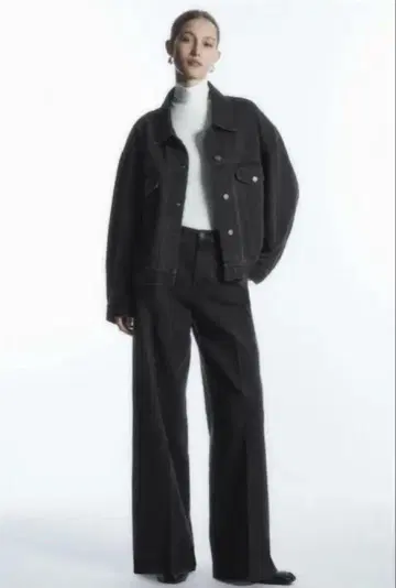 COS 와이드 레그 하이 라이즈 풀렝스 청바지