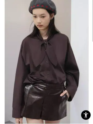 ZARA 이번 시즌 포플린 프린스 스카프 셔츠 다크 브라운