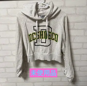DC 숏 로고 크롭 후드티 그레이