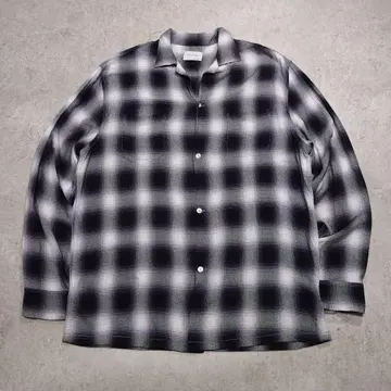 Towncraft 옴브레 체크 레이온 셔츠 블랙 L