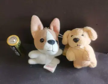 강아지 봉제 인형 키체인 2체 세트 빈티지
