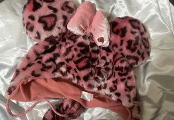 디즈니 미니 팬캡 레오파드 무늬 핑크