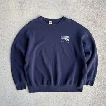 90s 프룻 오브 더 룸 구제 의류 로고 맨투맨 2XL 퍼플네이비 네이비