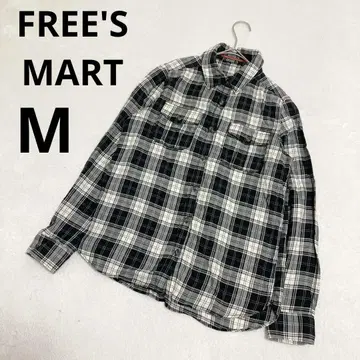 프리즈마트 코튼 100 셔츠 긴팔 체크 무늬 블랙 화이트 M