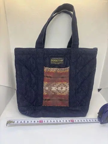 PENDLETON 다크 블루 퀼팅 토트백