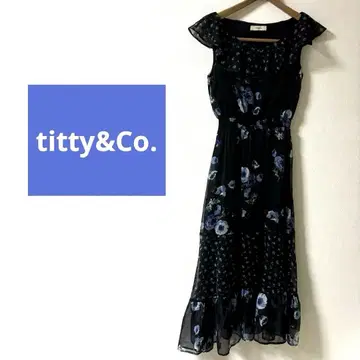티티앤코 꽃무늬 롱 원피스 M 네이비 titty&Co. 네이비