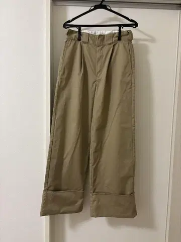 디키즈 베이지 와이드 팬츠 롤업