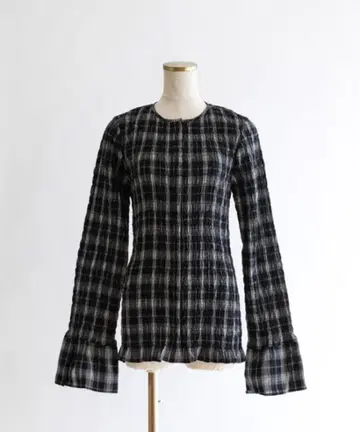 엔노이 Smocked Check Blouse