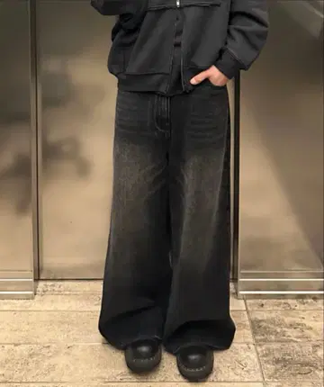 MASONPRINCE 다크 그레이 배기 데님