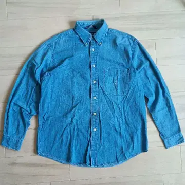 US 구제 의류 NAUTICA 데님 셔츠 버튼 다운 긴팔 파랑 남성용 L