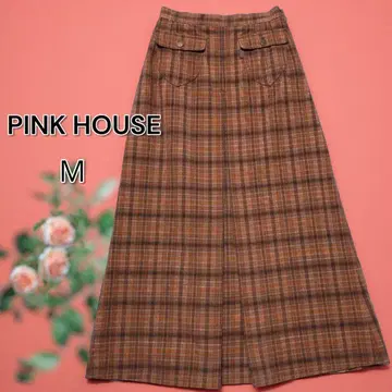 PINK HOUSE 핑크하우스 롱 스커트 체크 무늬 센터 턱