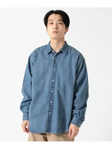 BEAMS 이지 핏 데님 셔츠 새상품급 M 사이즈
