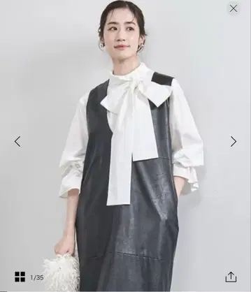 [ 미사용 새상품 ] UNITED ARROWS 도트 도비 블라우스 화이트
