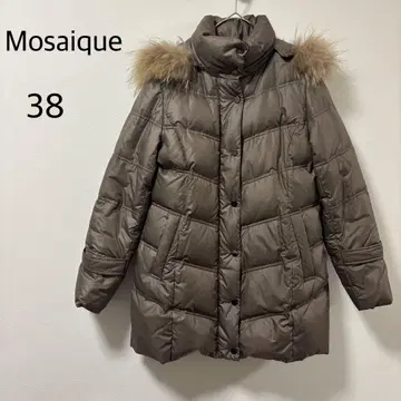모자이크 도쿄 스타일 다운 코트 퍼 너구리 브라운 M