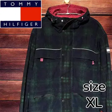 90s 타미힐피거 체크 플리스 자켓 XL 사이즈 후드티
