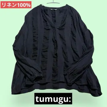 tumugu / 츠무구 린넨 100 스트라이프 스키퍼 풀오버 블라우스