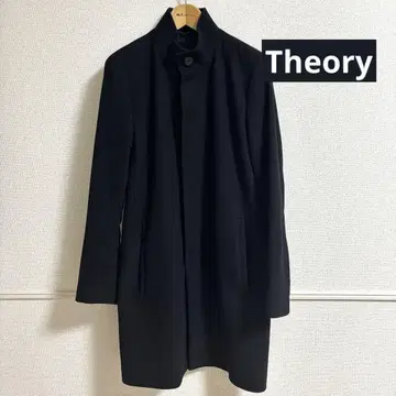 [ Theory ] 스탠드 칼라 코트 블랙 울 캐시미어 혼방
