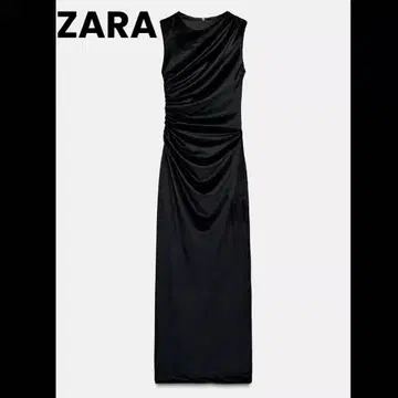 ZARA 벨로아 롱 드레스 원피스 블랙