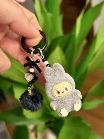 인기 귀여운 라부부 키링 Labubu 키홀더 그레이