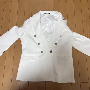 화이트 더블 브레스트 테일러드 자켓
